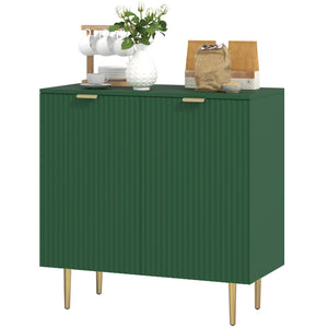 Meuble de rangement de cuisine moderne avec étagères réglables et pieds en métal, vert
