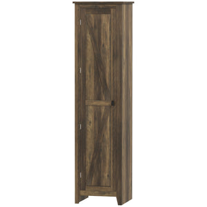 Armoire de rangement de cuisine style ferme 67" avec porte de grange et étagères réglables, marron