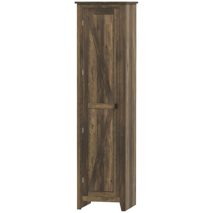 67" Farmhouse Style Kitchen Storage Cabinet with Barn Door and Adjustable Shelves, Brown