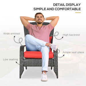 Chaise Adirondack en osier Muskoka avec coussins, rouge