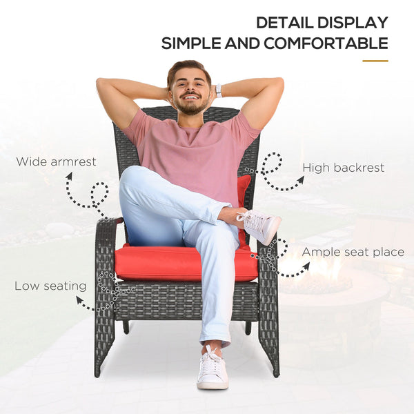 Chaise Adirondack en osier Muskoka avec coussins, rouge
