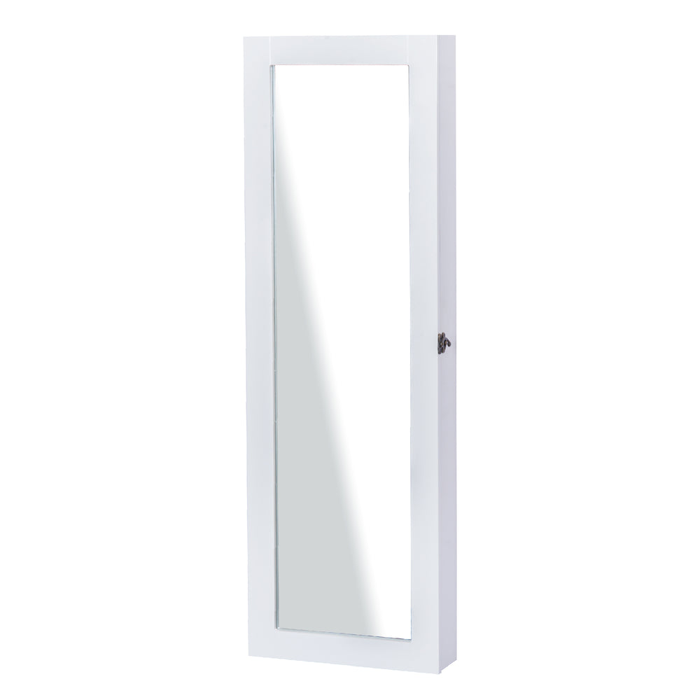 Armoire à bijoux blanche avec miroir et fixation murale