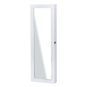 White jewelry cabinet with mirror and wall mount
