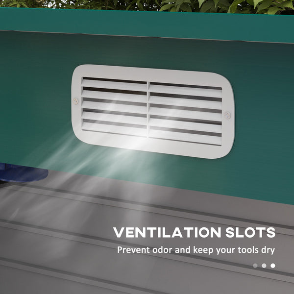 Abri de jardin galvanisé en métal avec double porte et 2 aérations, vert