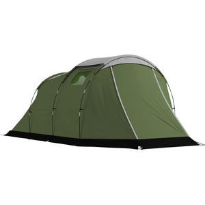 Camping Tent Waterproof Camping Tent with Two Rooms for 3-4 People, Green