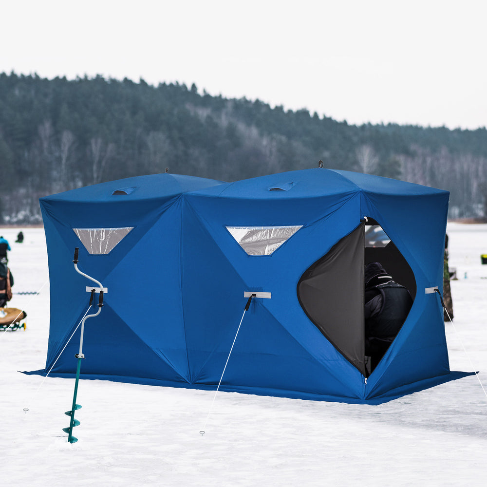 Abri de pêche sur glace pliable pour 5 à 8 personnes, tente de pêche sur glace portable, bleu