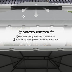 13' x 10' Patio Gazebo Canopy with 2-Tier Polyester Roof, Vented Mesh Sidewall & Strong Aluminum Frame, Light Grey