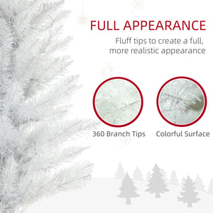 Sapins de Noël pré-éclairés blanc de 6 pieds en forme de crayon avec pointes de surface colorées