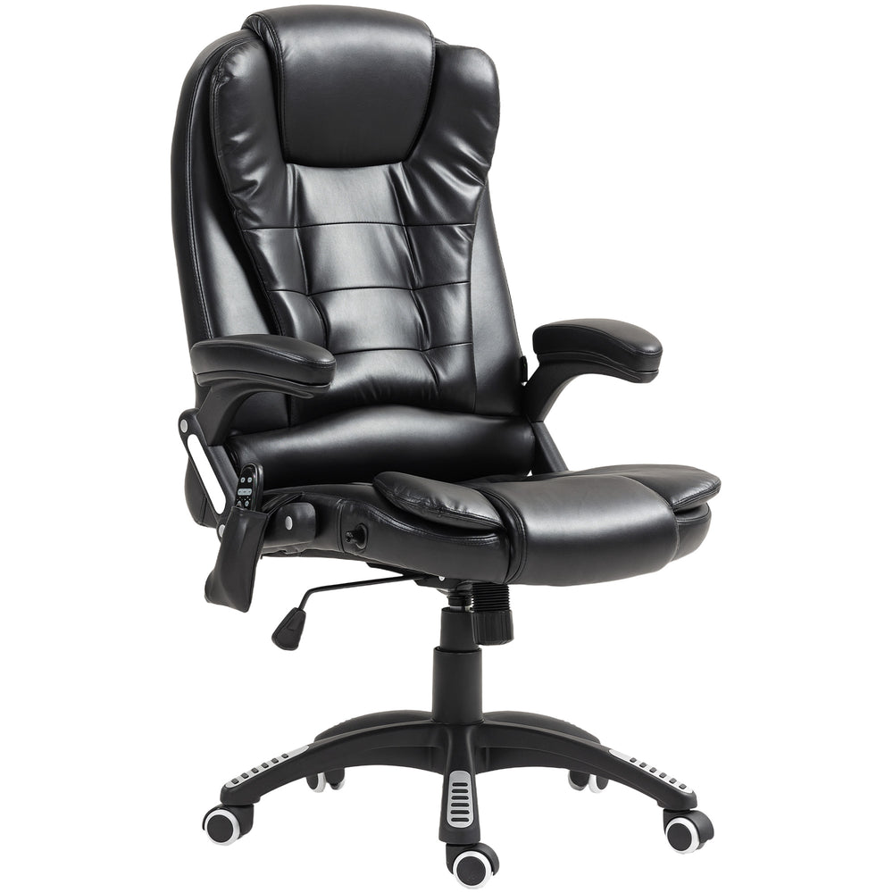 Fauteuil de bureau inclinable et massant avec dossier haut et roulettes pivotantes, noir