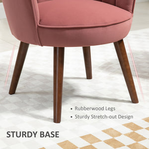 Fauteuil avec tissu velours et pieds en bois, rose