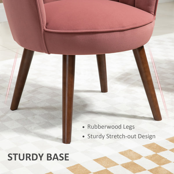 Fauteuil avec tissu velours et pieds en bois, rose