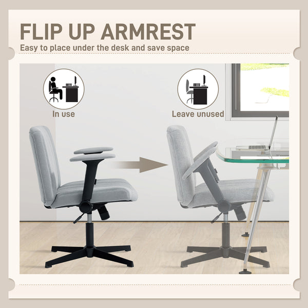 Chaise de bureau à dossier croisé, sans roulettes, grise