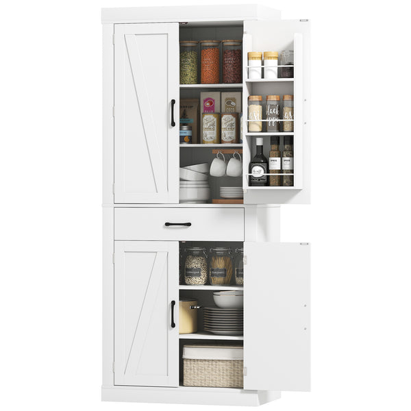 Meuble de rangement style campagnard avec 4 portes de grange, blanc