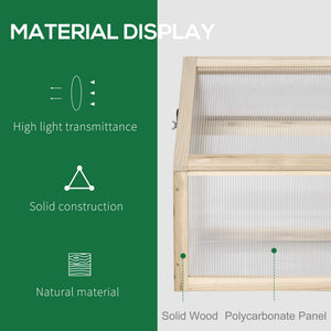 Serre de jardin surélevée portable en bois naturel avec couvercle ouvrant