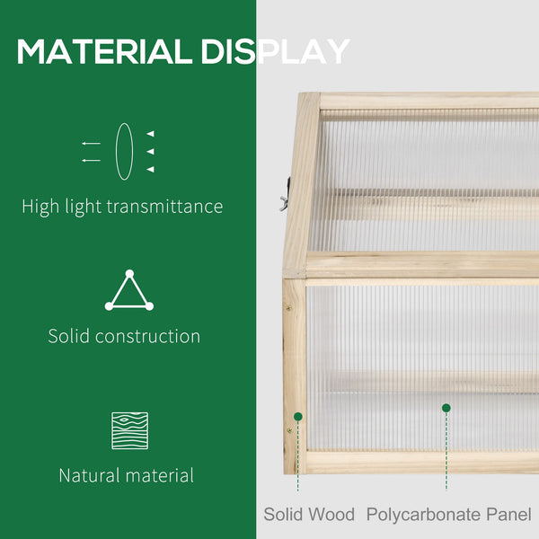 Serre de jardin surélevée portable en bois naturel avec couvercle ouvrant