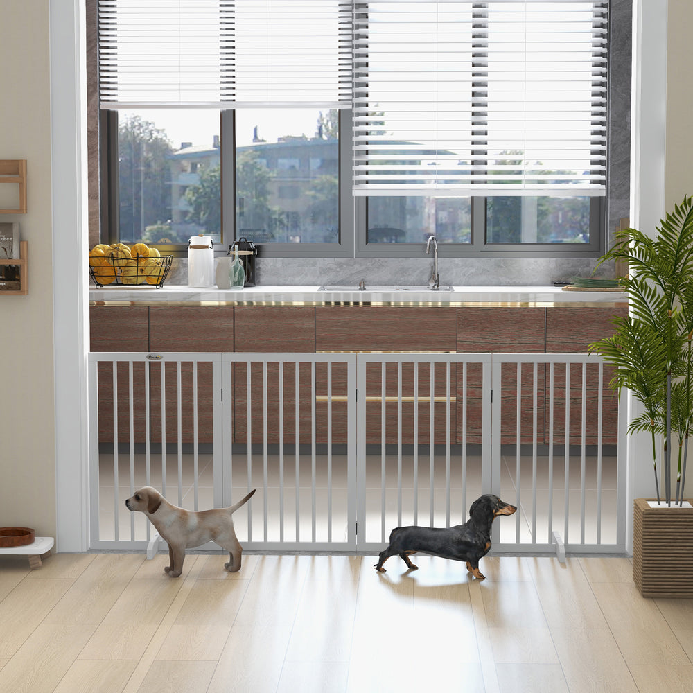 Barrière pour animaux de compagnie autoportante, blanche