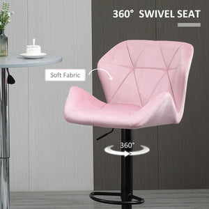 Set of 2 pink velvet fabric bar stools