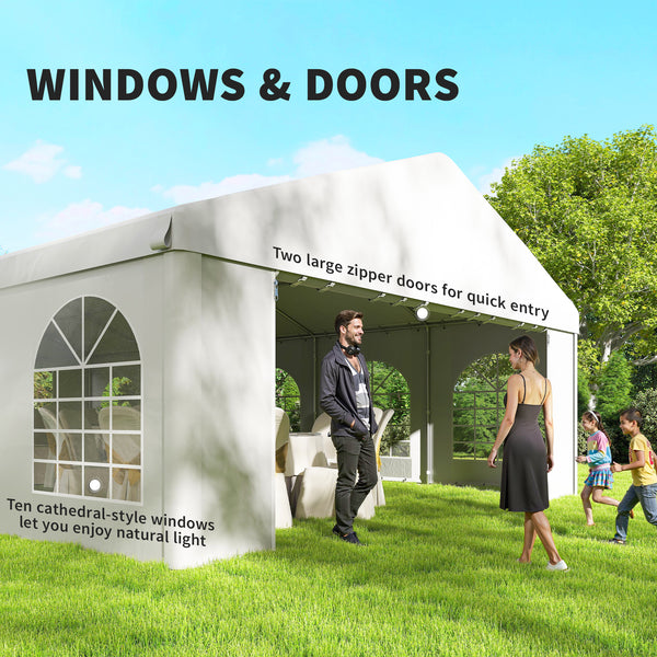 Tente de réception 20 x 33 pieds avec parois latérales amovibles, blanche