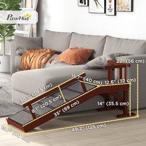 Wooden access ramp with non-slip mat and removable safety barriers
