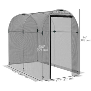 Plant protection tent with zippered door, black