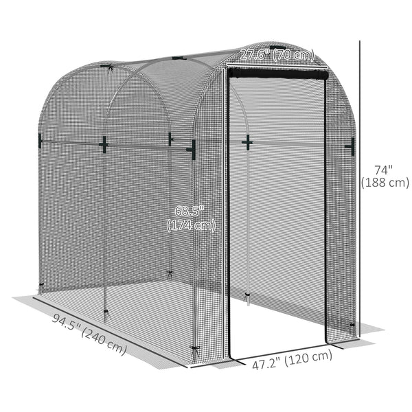 Plant protection tent with zippered door, black