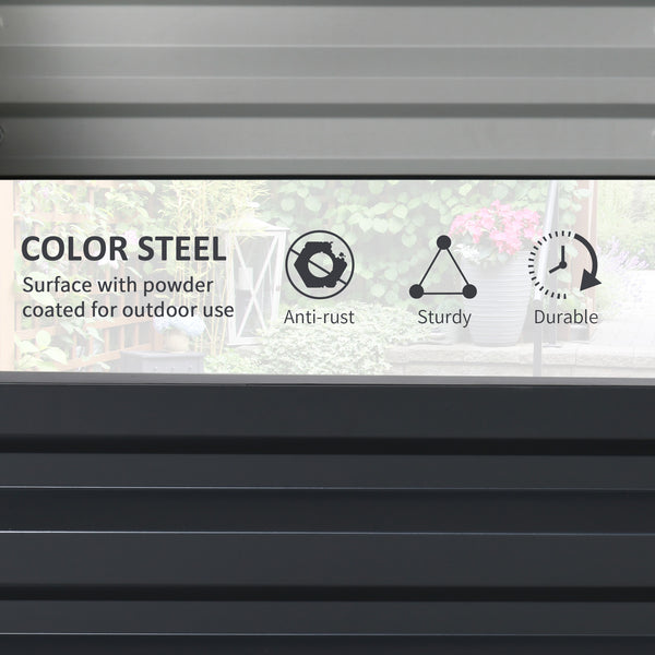 Raised planter in galvanized steel, grey