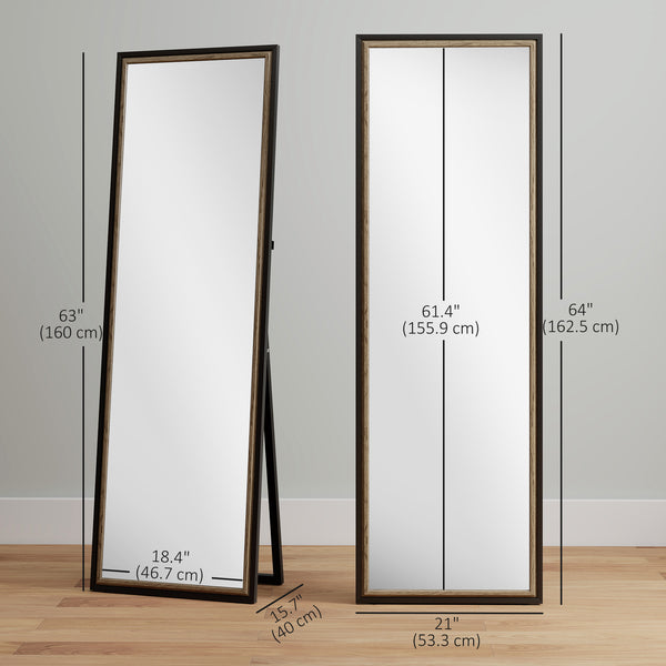 Full-length mirror with two-tone frame, black and gold