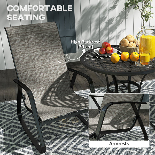 Lot de 2 fauteuils à bascule pour patio avec dossier haut et accoudoirs, marron clair