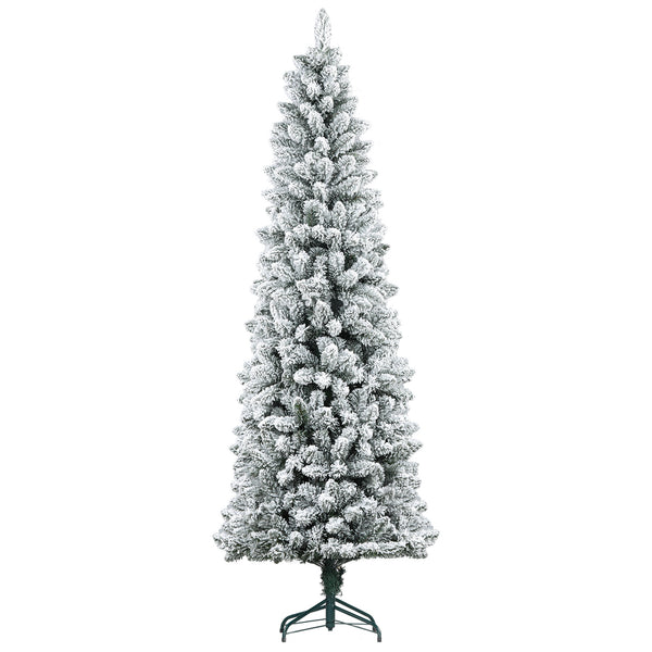 Sapin de Noël crayon de 7 pieds givré avec 687 branches et base en métal