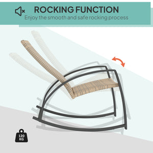 Ensemble de 2 chaises à bascule en rotin avec dossier haut et accoudoirs,  kaki