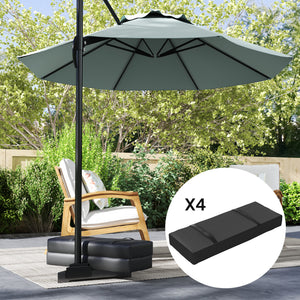 Lot de 4 sacs de lestage pour pied de parasol avec poignées, noir