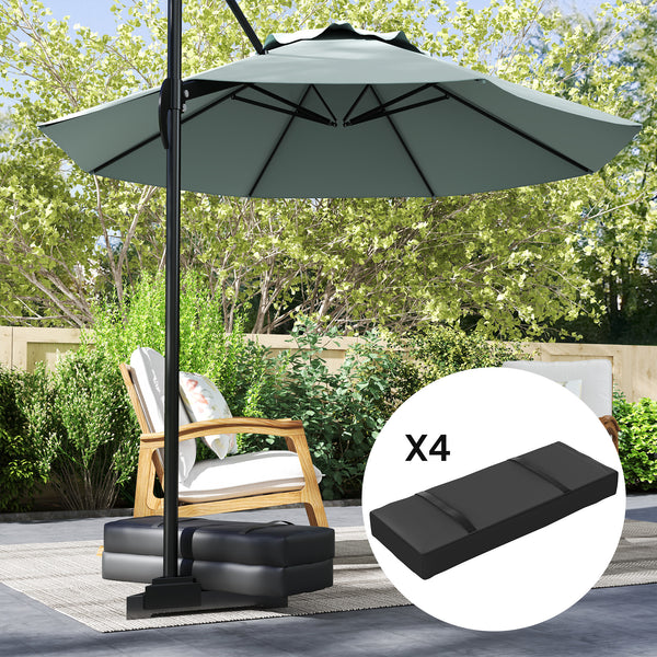 Lot de 4 sacs de lestage pour pied de parasol avec poignées, noir