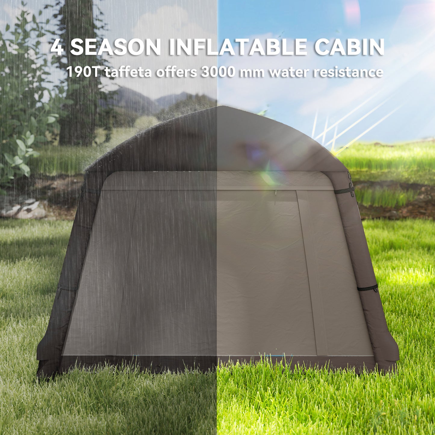 Outsunny Inflatable Camping Tent, 1-2 Person Camping Tent with Hand Pump, Inflatable Tent with Doors, Carry Bag, Khaki and Brown