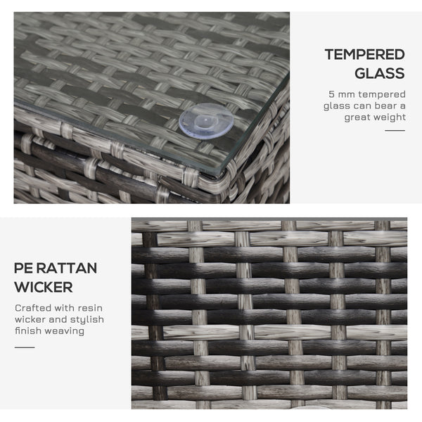 Table d'appoint d'extérieur en rotin synthétique PE