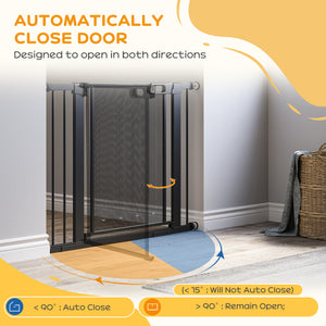 Barrière en métal avec porte à fermeture automatique et double verrouillage, noire