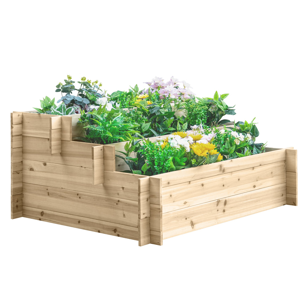 Jardinière surélevée en bois à 3 niveaux