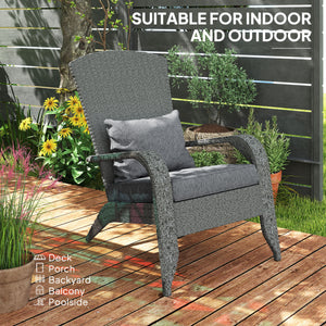 Wicker Adirondack chair with cushions, mottled grey