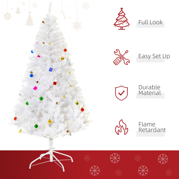 Sapin de Noël artificiel blanc de 6 pieds avec ornement