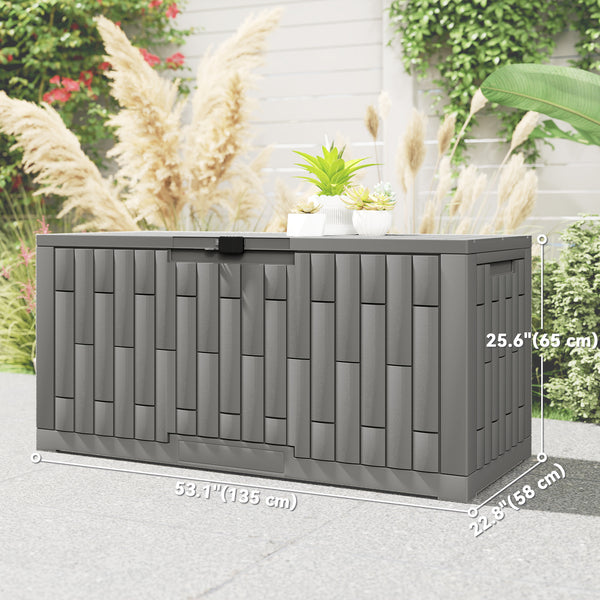 Coffre de rangement extérieur en résine de 454 litres (120 gallons), coffre de rangement verrouillable, résistant aux éclaboussures et aux UV.