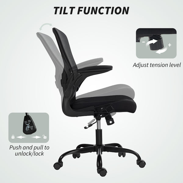 Ergonomic mesh office chair with 4D lumbar support, black