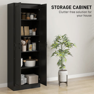Armoire de rangement haute avec étagères réglables, noir