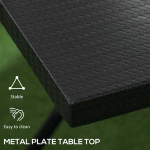 Table basse pliante carrée avec plateau en métal, noire