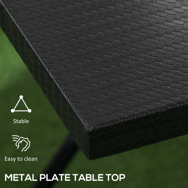 Table basse pliante carrée avec plateau en métal, noire