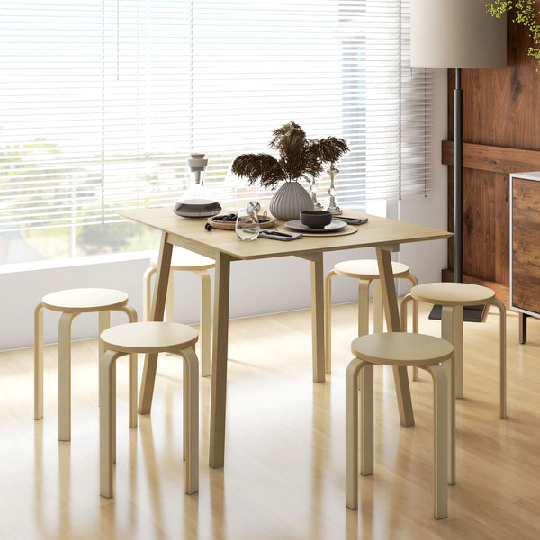 Round Stackable Chairs Set of 6, 18-Inch Backless Stacking Stools for Kitchen, Dining Room, Office, Outdoors