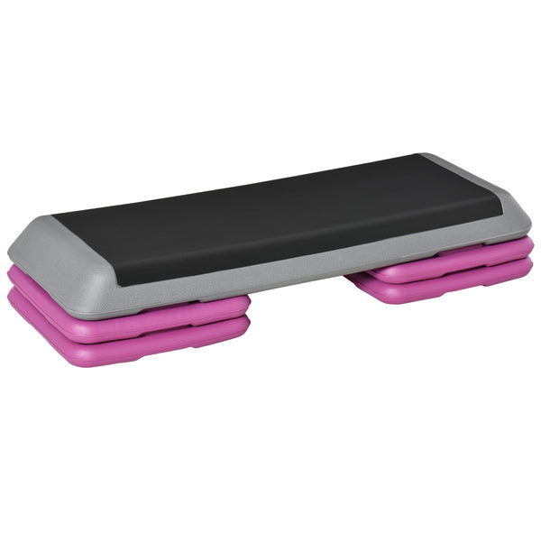 Stepper d'aérobic réglable de 43 pouces à 3 niveaux avec rehausseurs noir et violet