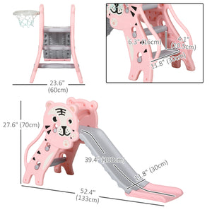 Toboggan 3 en 1 pour tout-petits motif lion rose