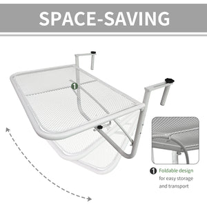 Table de balcon réglable en métal, pour balcon extérieur, blanche