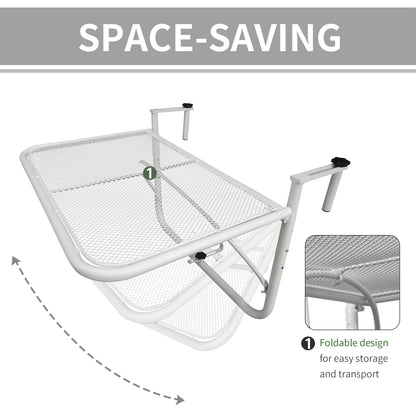 Table de balcon réglable en métal, pour balcon extérieur, blanche