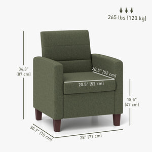 Fauteuil en tissu avec coussin d'assise et patins antidérapants, vert foncé