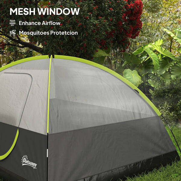 Tente de camping imperméable avec fenêtre en filet, poches de rangement et crochet